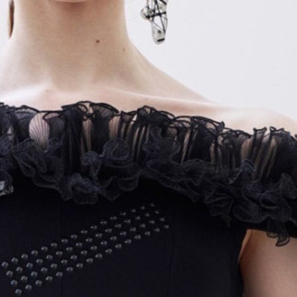 CHRISTOPHER KANE Off-Shoulder Ruffle BLACK Mini Dress - Picture 4 of 16